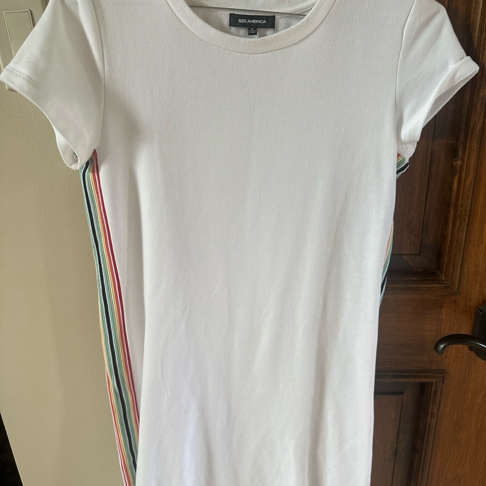 525 America White Sheath Mini Dress with Crew Neck